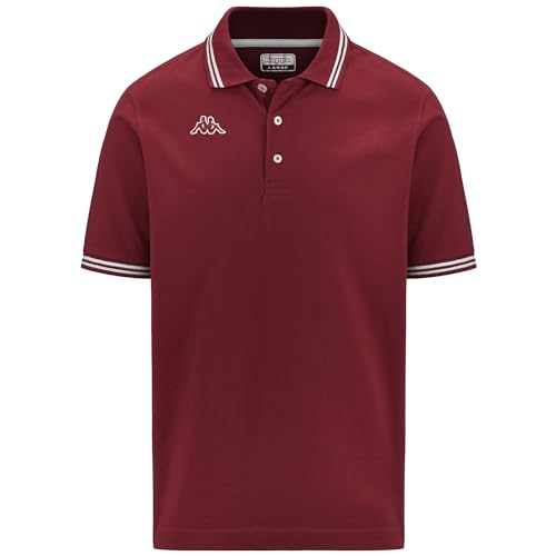 Kappa Logo Maltax 5 MSS Polo-Man-T-Shirt aus Baumwolle, Piquet, regulär, 302MX50, Rote Granate – Weiß, L von Kappa