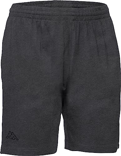 Kappa Shorts für Damen und Herren, lässige Sportshorts mit Taschen, Kurze Hose aus Baumwolle, angenehmer Stretchbund, Dunkelgrau, Gr. 3XL von Kappa