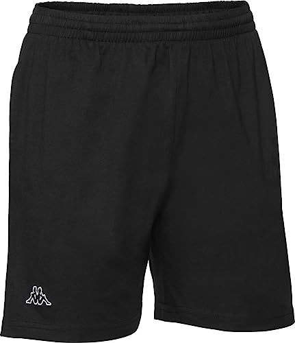 Kappa Shorts für Damen und Herren, lässige Sportshorts mit Taschen, Kurze Hose aus Baumwolle, angenehmer Stretchbund, Schwarz, Gr. M von Kappa