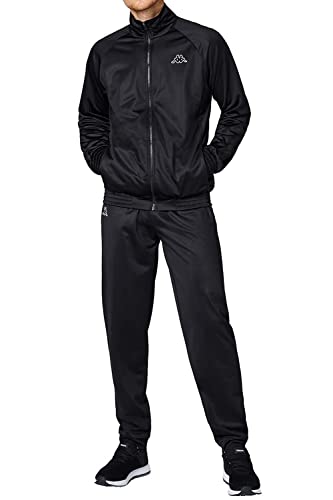 Kappa Trainingsanzug Villos für Herren, bequemer Tracksuit für Sport, Freizeit und Reisen, die Jogginghose & Trainingsjacke sind atmungsaktiv, schnell trocknend, schwarz, Größe L von Kappa