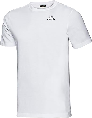 Kappa Unisex T-Shirt, kurzärmliges Oberteil aus 100% Baumwolle in sportlichem Look, mit Rundhals-Ausschnitt und lockerer Passform für Damen und Herren, weiß, Gr. XXL Kappa Unisex T-Shirt, kurzärmliges Oberteil aus 100% Baumwolle in sportlichem Look, mit Rundhals-Ausschnitt und lockerer Passform für Damen und Herren, weiß, Gr. XXL von Kappa