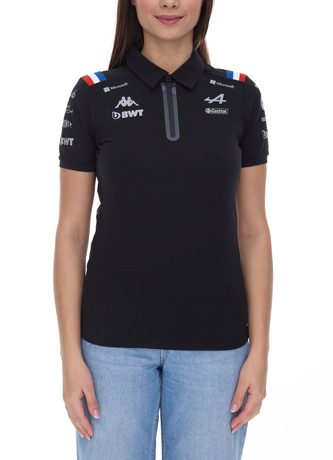 Kappa X ALPINE Formel 1 Team Ocon Gasly Damen Polo-Hemd mit HydroWayProtection Baumwoll Kurzarm-Shirt 35163WW AF1 005 Schwarz Kappa X ALPINE Formel 1 Team Ocon Gasly Damen Polo-Hemd mit HydroWayProtection Baumwoll Kurzarm-Shirt 35163WW AF1 005 Schwarz von Kappa