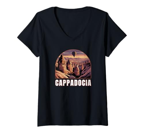 Damen Türkei-Kappadokien-Souvenir/Kappadokien T-Shirt mit V-Ausschnitt Damen Türkei-Kappadokien-Souvenir/Kappadokien T-Shirt mit V-Ausschnitt von Kappadokien-Türkei-Souvenirladen