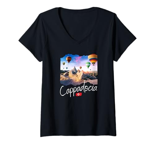 Damen Türkei-Kappadokien-Souvenir/Kappadokien T-Shirt mit V-Ausschnitt Damen Türkei-Kappadokien-Souvenir/Kappadokien T-Shirt mit V-Ausschnitt von Kappadokien-Türkei-Souvenirladen