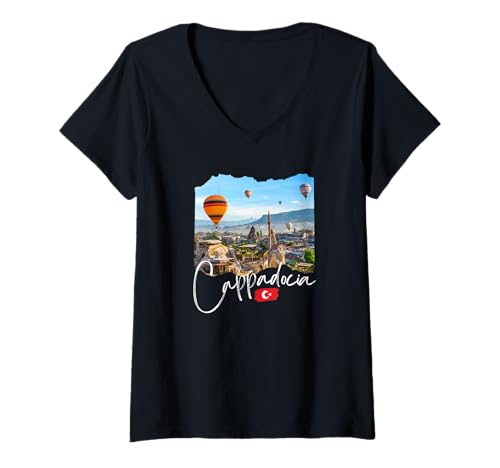 Damen Türkei-Kappadokien-Souvenir/Kappadokien T-Shirt mit V-Ausschnitt Damen Türkei-Kappadokien-Souvenir/Kappadokien T-Shirt mit V-Ausschnitt von Kappadokien-Türkei-Souvenirladen