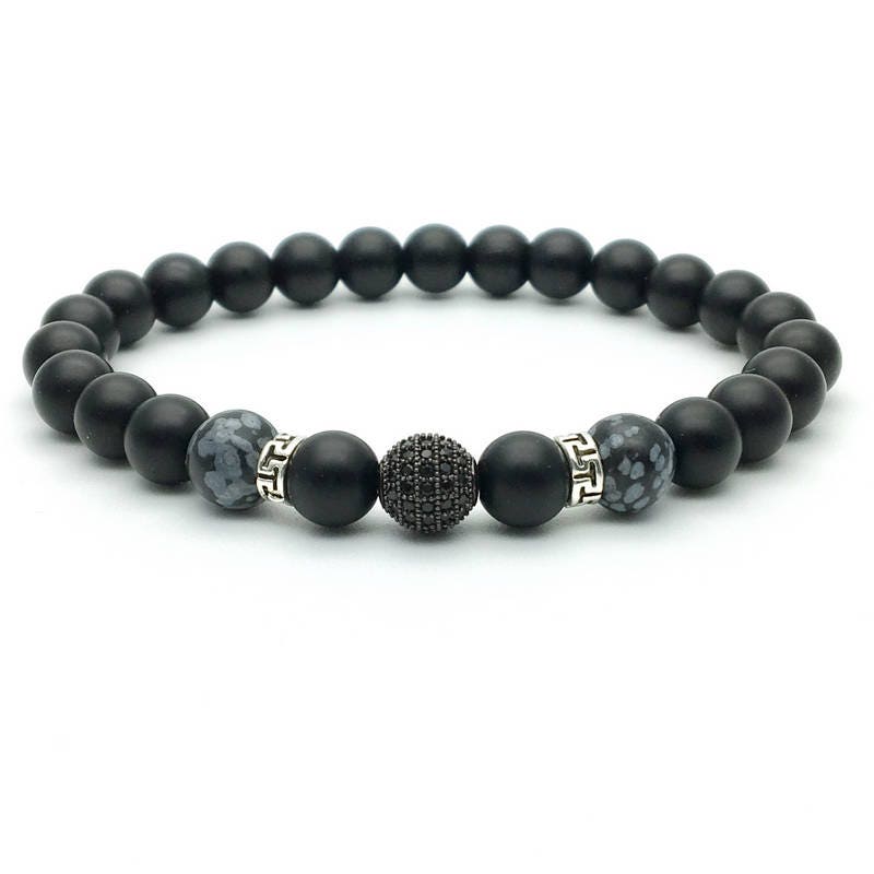 Armband Perle Onyx Und Obsidian Schneeflocke Mit Seiner Gepflastert Zirkon - Für Mann Oder Frau Armband Perle Onyx Und Obsidian Schneeflocke Mit Seiner Gepflastert Zirkon - Für Mann Oder Frau von Kaprici