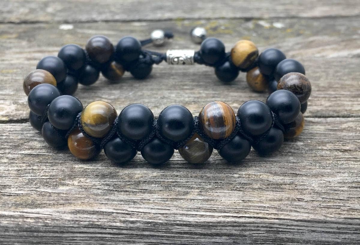 Double Armband in Perle Von Onyx Und Tiger Eye Man - Frau Double Armband in Perle Von Onyx Und Tiger Eye Man - Frau von Kaprici