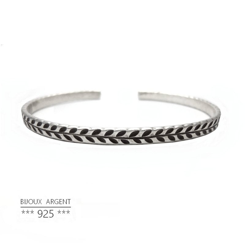 Herren Juwel, Silber Flach Rush Armband 925 - Graviert Mit Lorbeermuster Herren Juwel, Silber Flach Rush Armband 925 - Graviert Mit Lorbeermuster von Kaprici
