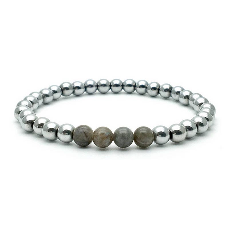 Hervorragende Armband Kaprici 6mm Hämatit Perlen Silber Und Labradorit - Für Mann Oder Frau Hervorragende Armband Kaprici 6mm Hämatit Perlen Silber Und Labradorit - Für Mann Oder Frau von Kaprici