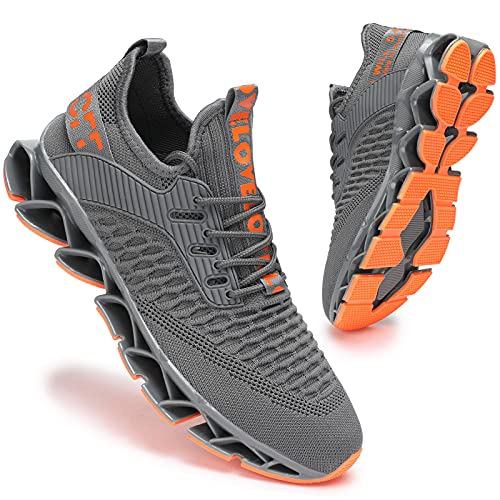 Kapsen Herren Blade Laufschuhe Mesh Atmungsaktiv Walking Slip On Sneakers Mode Turnschuhe, grau, 44.5 EU von Kapsen