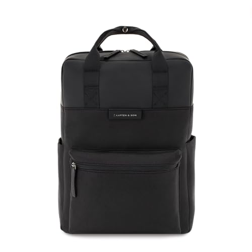 Kapten & Son Rucksack Bergen All Black | Damen & Herren | Minimalistischer Funktionaler 11L Backpack | Für Uni, Schule, Büro | Vegan & Wasserabweisend | 15" Laptopfach von Kapten & Son