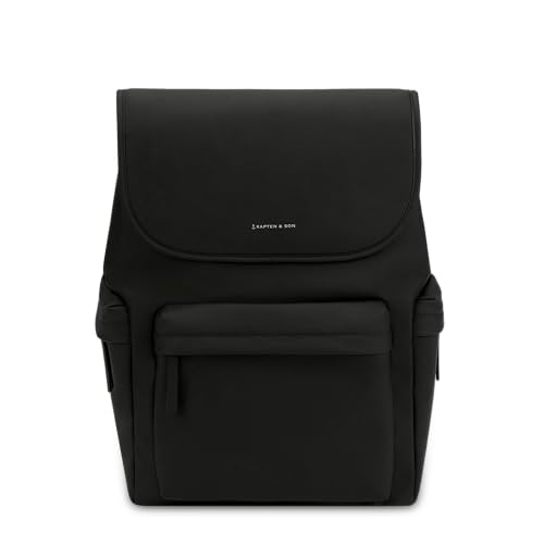 Kapten & Son Rucksack Viborg All Black | Damen & Herren | Minimalistischer & Funktionaler 14L Daypack | Ideal für Uni, Schule, Büro | Vegan & Wasserabweisend | 16" Laptopfach von Kapten & Son