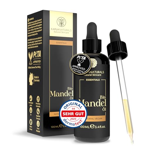 BIO Mandelöl • 100ml • Kaltgepresst & Natürlich ✓ 100% frei von Zusatzstoffen ✓ für Babys ✓ Kaltgepresst aus spanischen Mandeln, abgefüllt in Deutschland ✓ Vegan ✓ Bio-Qualität ✓ 100% rein & pur BIO Mandelöl • 100ml • Kaltgepresst & Natürlich ✓ 100% frei von Zusatzstoffen ✓ für Babys ✓ Kaltgepresst aus spanischen Mandeln, abgefüllt in Deutschland ✓ Vegan ✓ Bio-Qualität ✓ 100% rein & pur von Kapua Naturals