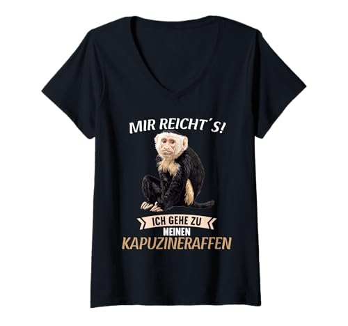 Damen Kapuzineraffen Kapuzineraffe T-Shirt mit V-Ausschnitt von Kapuzineraffen Kapuzineraffe Tier Shop