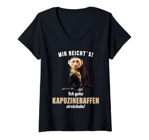 Damen Kapuzineraffen Kapuzineraffe T-Shirt mit V-Ausschnitt von Kapuzineraffen Kapuzineraffe Tier Shop