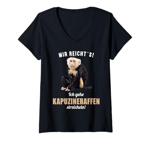 Damen Kapuzineraffen Kapuzineraffe T-Shirt mit V-Ausschnitt von Kapuzineraffen Kapuzineraffe Tier Shop