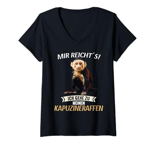 Damen Kapuzineraffen Kapuzineraffe T-Shirt mit V-Ausschnitt von Kapuzineraffen Kapuzineraffe Tier Shop