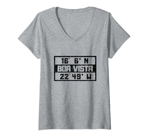 Damen Boa Vista Koordinaten Kapverdische Inseln Cabo Verde Urlaub T-Shirt mit V-Ausschnitt Damen Boa Vista Koordinaten Kapverdische Inseln Cabo Verde Urlaub T-Shirt mit V-Ausschnitt von Kapverdische Inseln Bekleidung & Geschenkideen