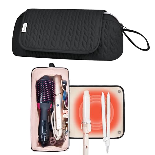 Hair Tools Reisetasche mit hitzebeständiger Matte, abnehmbar, für Damen, Weihnachtsgeschenk, Strumpffüller, Haar-Accessoires, Organizer, Tasche für Lockenstab, Glätteisen, Flachbügel-Trockner (schwarz Hair Tools Reisetasche mit hitzebeständiger Matte, abnehmbar, für Damen, Weihnachtsgeschenk, Strumpffüller, Haar-Accessoires, Organizer, Tasche für Lockenstab, Glätteisen, Flachbügel-Trockner (schwarz von KarSyon