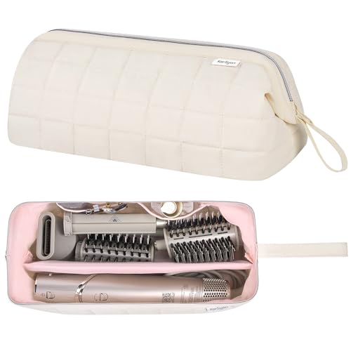 Karsyon Hair Tools Reisetasche Organizer für Dyson Airwrap Case Holder Shark Hair Dryer Flex Style Airstraight Brush Revlon Aufsätze Tragetasche Flache Lockenstab Taschen, Beige von KarSyon