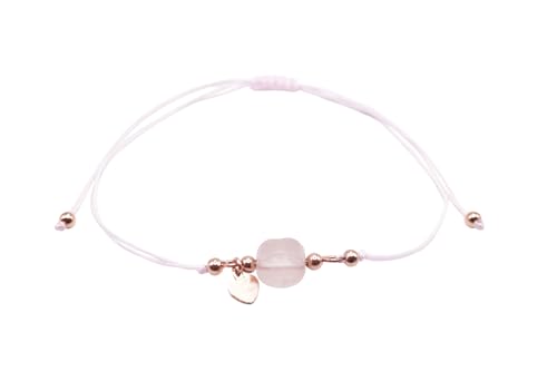 Kara Designs Der Stein der Liebe Rosenquarz Armband mit 925 Sterling Silber Roségold – Edelsteinarmband als Chakra-Armband & spiritueller Schmuck (Rosenquarz/rosa) von Kara Designs