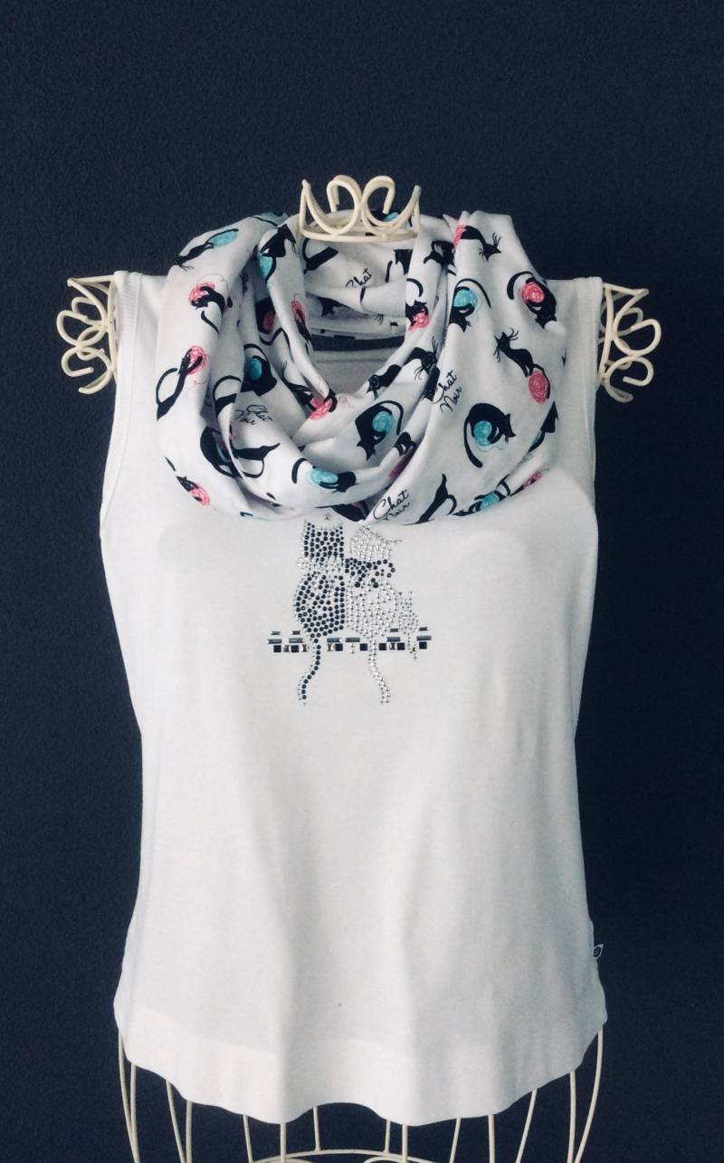 Loopschal Damen Baumwolljersey Katzen Cats Loop Schlauchschal Kuschelschal Wendeschal Kuschelloop von KaraModeDesign