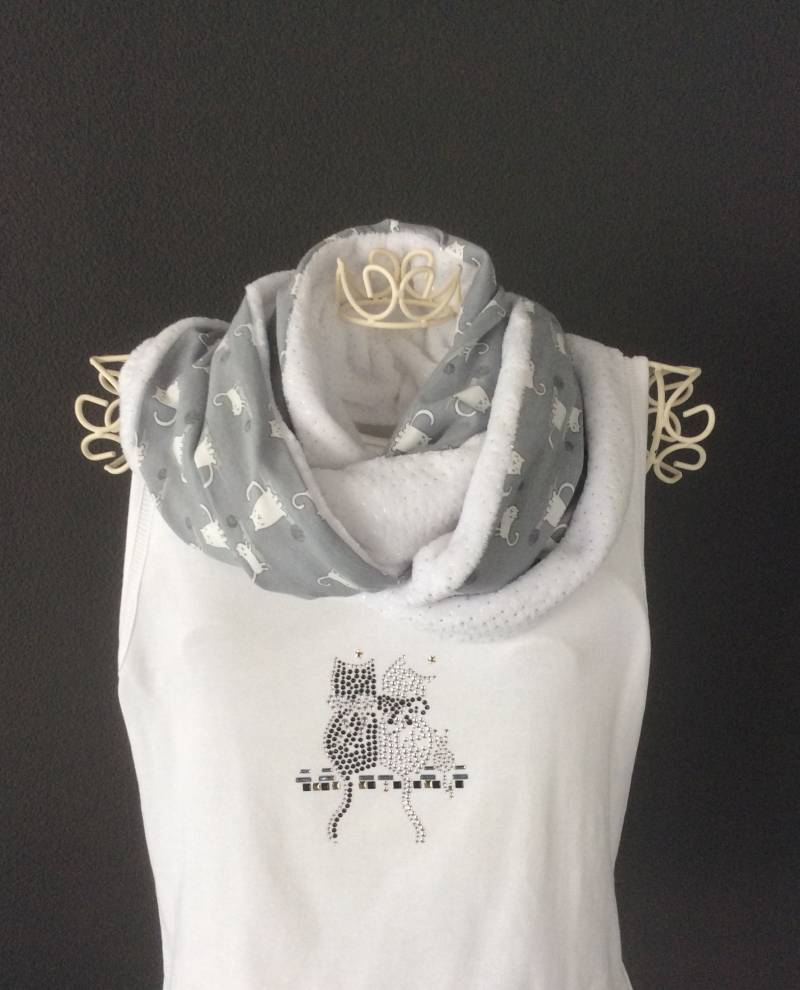 Loopschal Damen Fleece Katzen Cats Loop Schlauchschal Kuschelschal Wendeschal Kuschelloop von KaraModeDesign