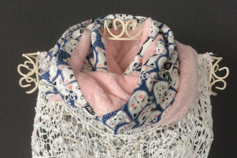 Loopschal Damen Fleece Katzen Cats Loop Schlauchschal Kuschelschal Wendeschal Kuschelloop von KaraModeDesign
