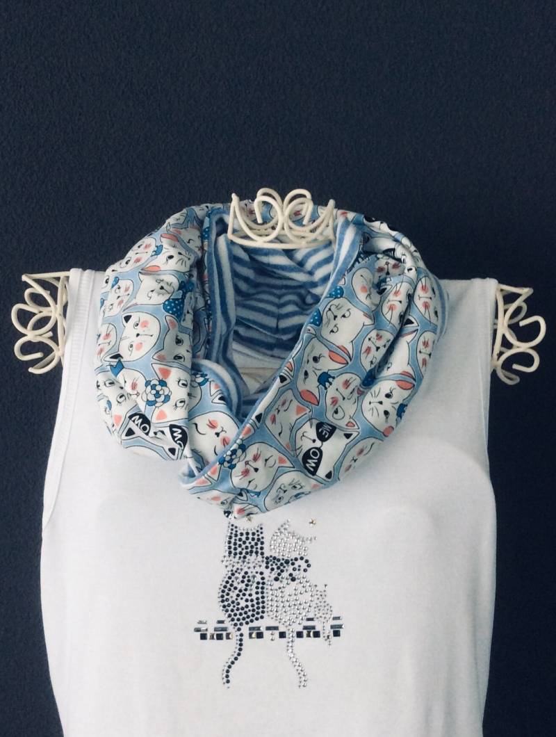 Loopschal Damen Katzen Cats Loop Schlauchschal Kuschelschal Wendeschal Kuschelloop von KaraModeDesign
