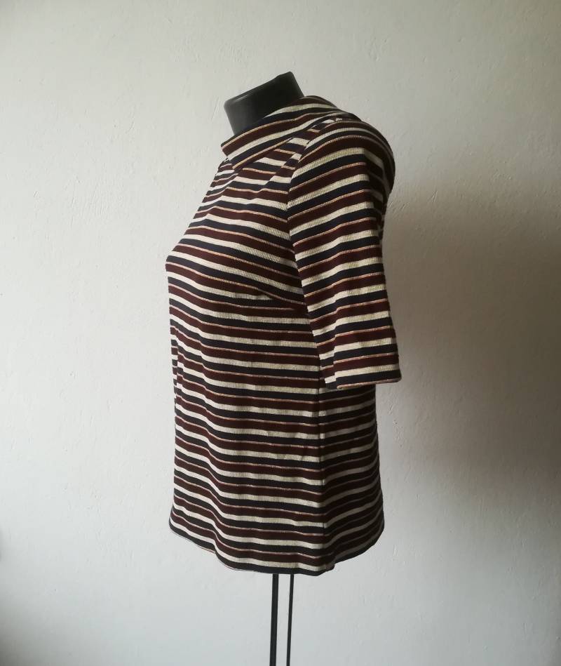 Retro Gestreifte Strick Bluse - Beige Burgund Schwarz Villa, Us Zollgebühren Sind Für Alle Produkte Von Diesem Verkäufer Enthalten von KaraMyShop