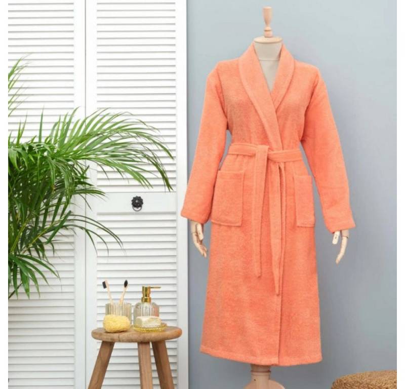 Karaca Bademantel Karaca Home Daily Soft Lachs 100% Baumwolle Damen Bademantel S/M von Karaca