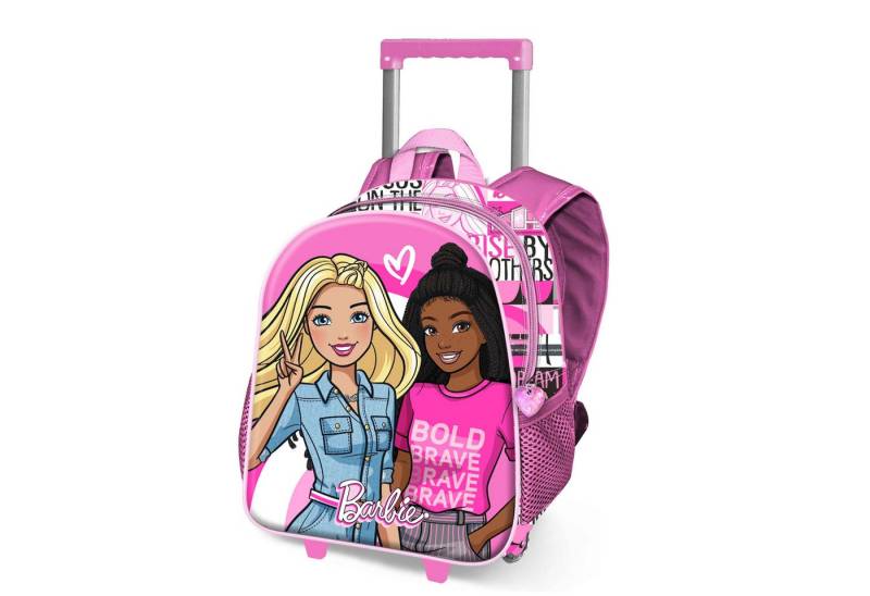 Karactermania Kinderrucksack Barbie Trolley Vorschulrucksack Kindergarten Rucksack, praktische Räder, 3D Frontprägung von Karactermania