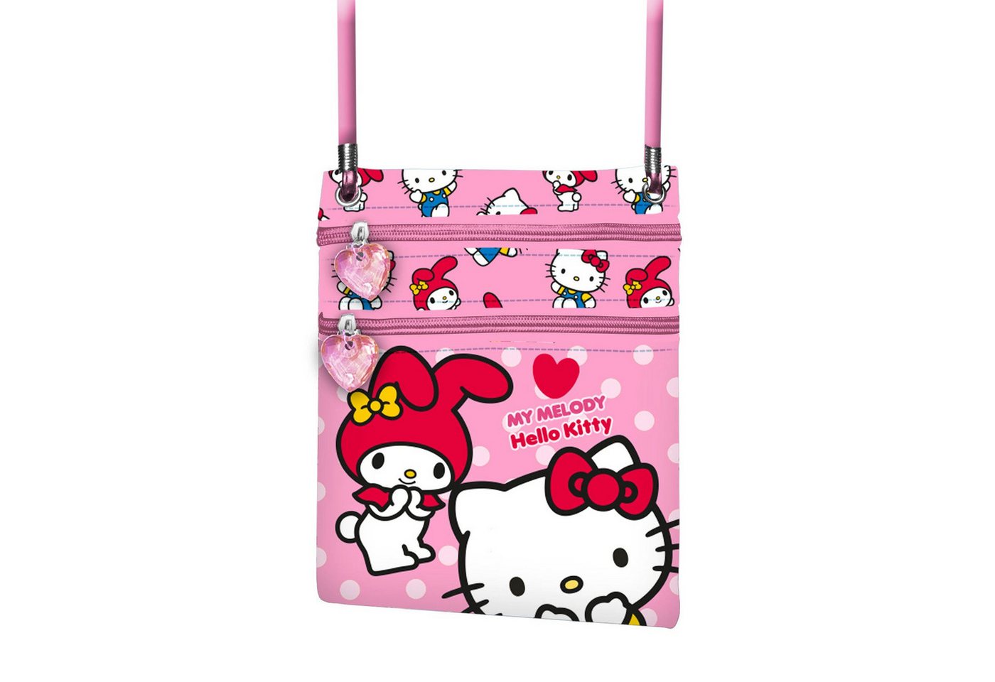 Karactermania Schultertasche Action Vertikal Schultertasche Lovely Hello Kitty Rosa, Zwei Reißverschlussfächer, Verstellbarer Schultergurt, Strapazierfähig Karactermania Schultertasche Action Vertikal Schultertasche Lovely Hello Kitty Rosa, Zwei Reißverschlussfächer, Verstellbarer Schultergurt, Strapazierfähig von Karactermania