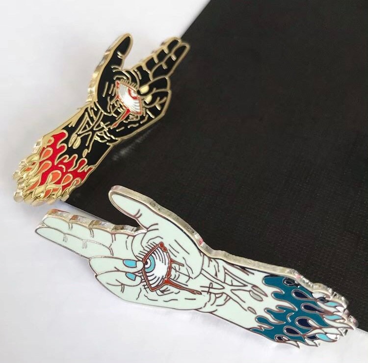Hände Des Zauberers Goth Magie Wicca Okkult Tattoo Neo-Traditionell Emaille Pin Set von KarajishiDesigns