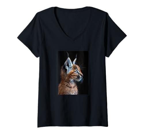Damen Caracal Karakals Karakal T-Shirt mit V-Ausschnitt von Karakals Karakal Tier Shop