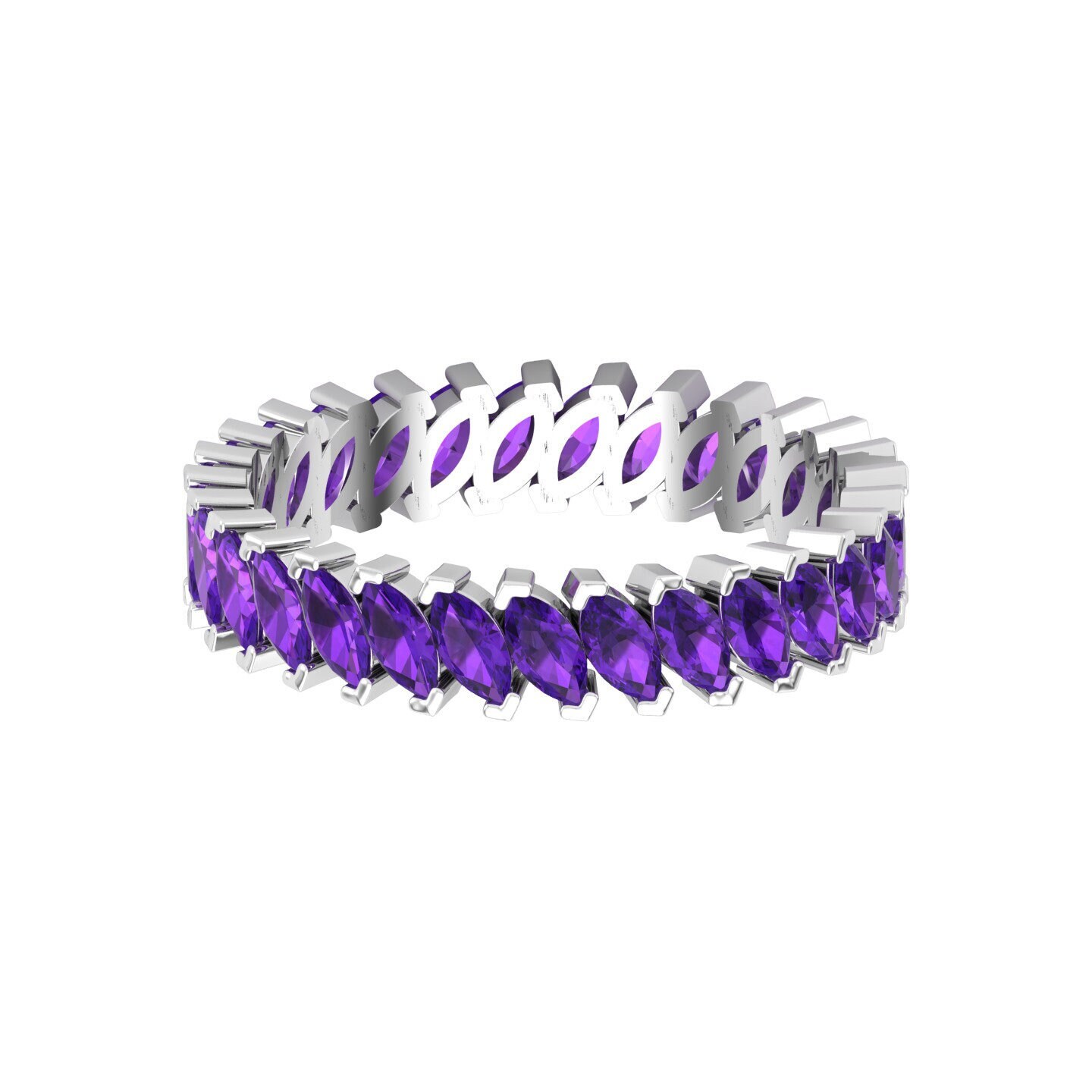 14K Dainty Gold Natürlicher Amethyst Art Deco Eternity Ring Für Sie, Alltäglicher Februar Birthstone von KaranaJewels