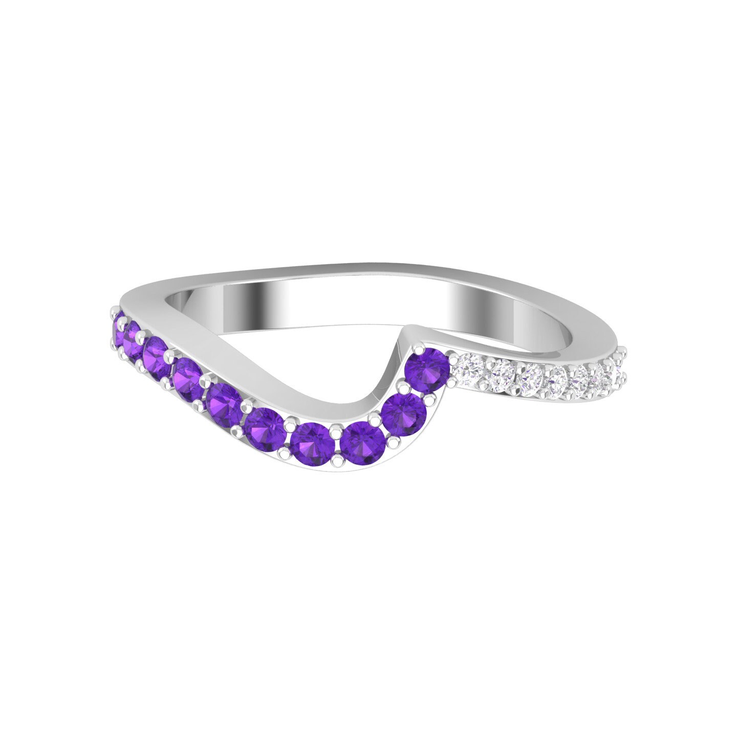 14K Dainty Gold Natürlicher Amethyst Und Diamant Handgemachter Minimaler Stapelbarer Ring Für Frauen, Februar Birthstone Brautjungfer Geschenk von KaranaJewels