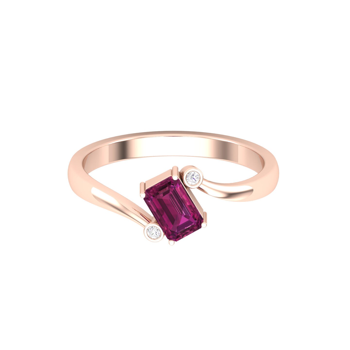 14K Gold Rhodolit-Granat-Verlobungsring, Art-Deco-Ring Mit Natürlichem Edelstein, Himbeer-Rhodolit-Ehering, Vintage-Braut-Verlobungsring von KaranaJewels