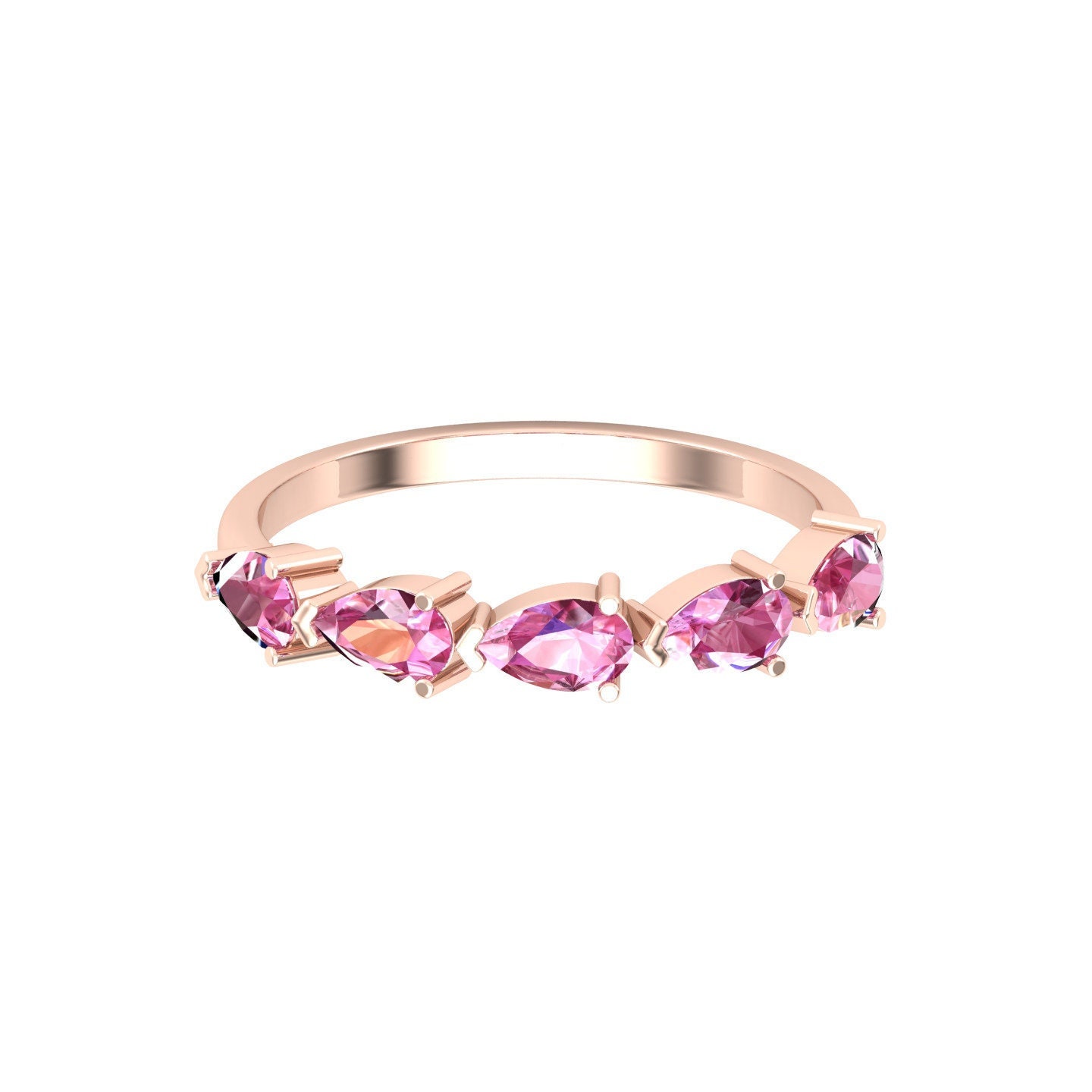 14K Solid Gold Natürlicher Rosa Spinell Und Diamant Jeden Tag Minimal Edelstein Handgemachte Ringe Für Frauen, August Birthstone Stapelring Geschenk von KaranaJewels