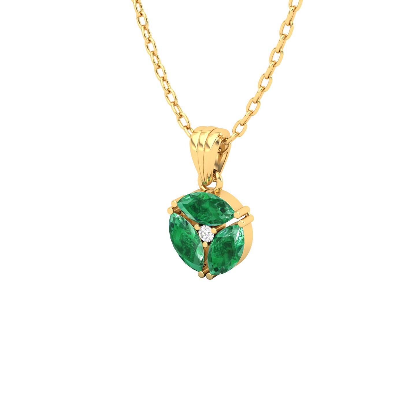 14K Solid Gold Natürlicher Smaragd Und Diamanten Minimalist Handgemachte Halskette Für Frauen, Mai Birthstone Dainty Anhänger von KaranaJewels