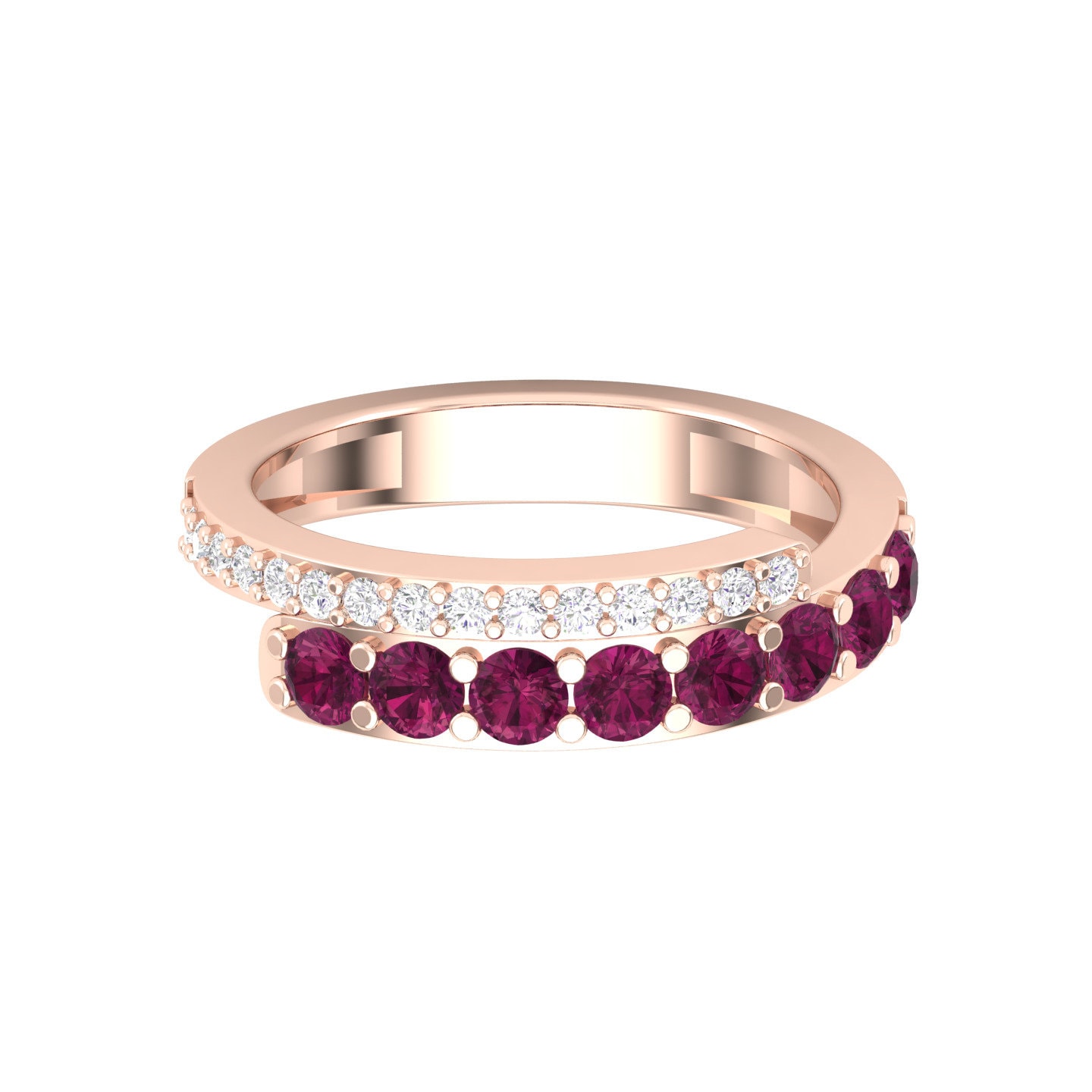 14K Dainty Gold Natürliche Rose Pink Rhodolith Granat Und Diamant Minimal Handgemachte Stapelbare Ring Für Frauen, Januar Birthstone von KaranaJewels