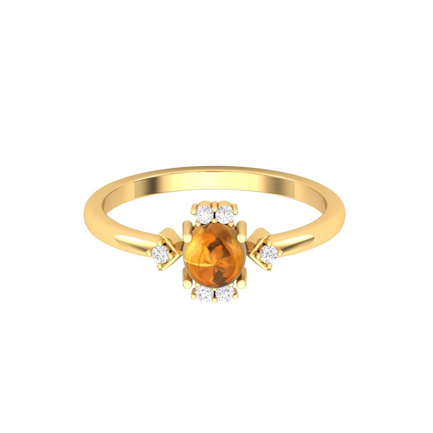 14K Dainty Gold Natürliche Citrin Und Diamanten Antike Art-Deco-Handgefertigte Ring Für Frauen, November Birthstone Jubiläumsring von KaranaJewels