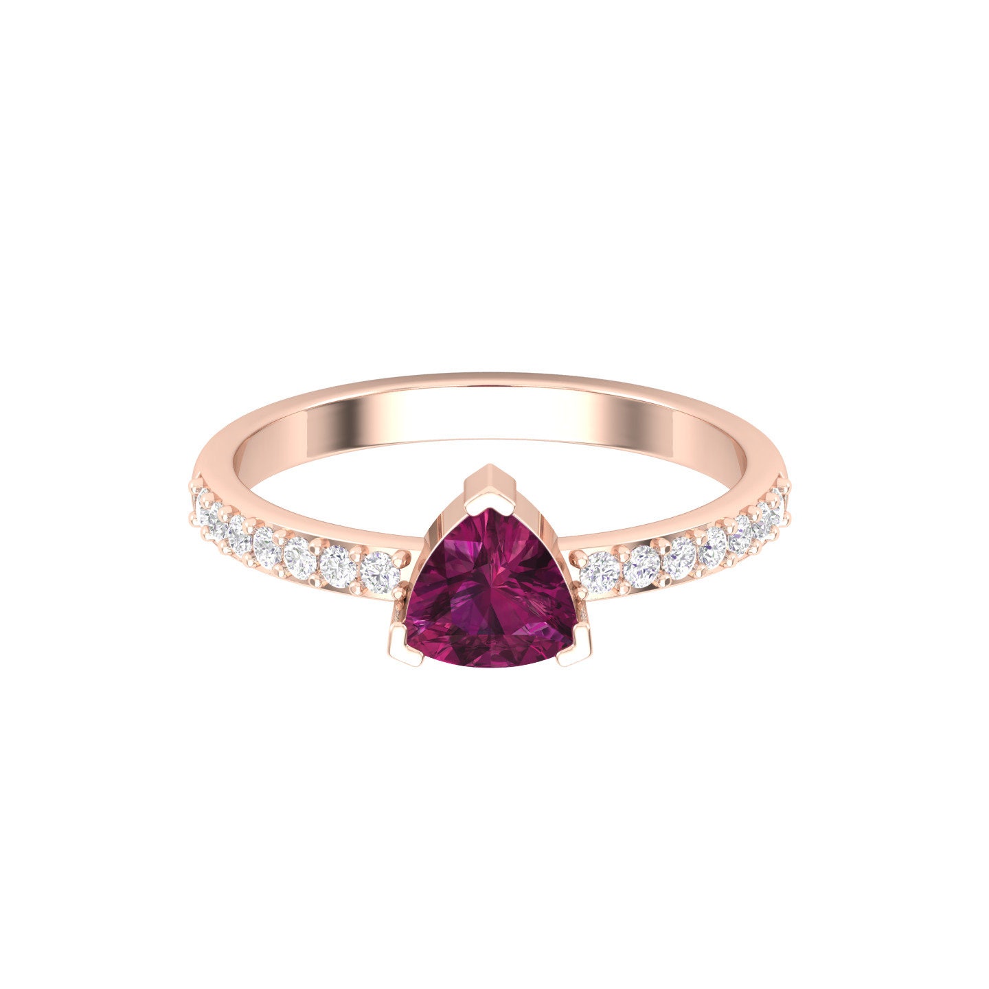 14K Zierlicher Natürlicher Rhodolit-Granat-Verlobungsring, Goldener Ehering Für Frauen, Alltäglicher Edelsteinring Sie, Januar-Geburtsstein-Geschenk von KaranaJewels