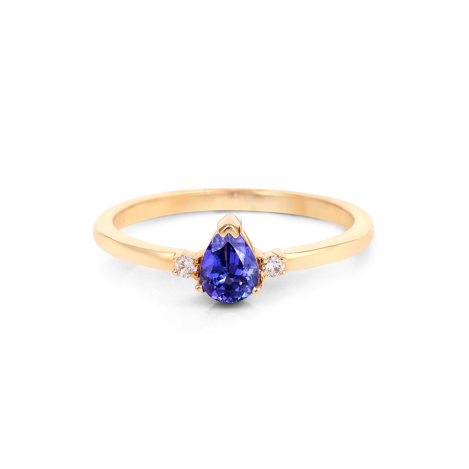 Natürlicher Tansanit Ring Für Den Alltag, Edelstein-Ring Frauen, Gold Ehering Sie, Dezember Birthstone Versprechen von KaranaJewels