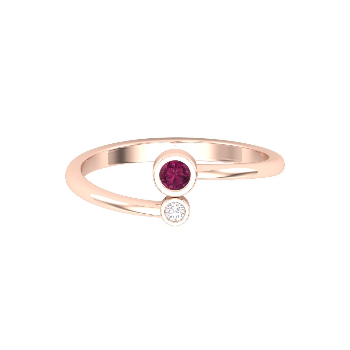 14K Zierlicher Natürlicher Rosafarbener Rhodolit-Granat Und Diamant, Handgefertigter Statement-Ring Im Art-Deco-Stil Für Frauen von KaranaJewels