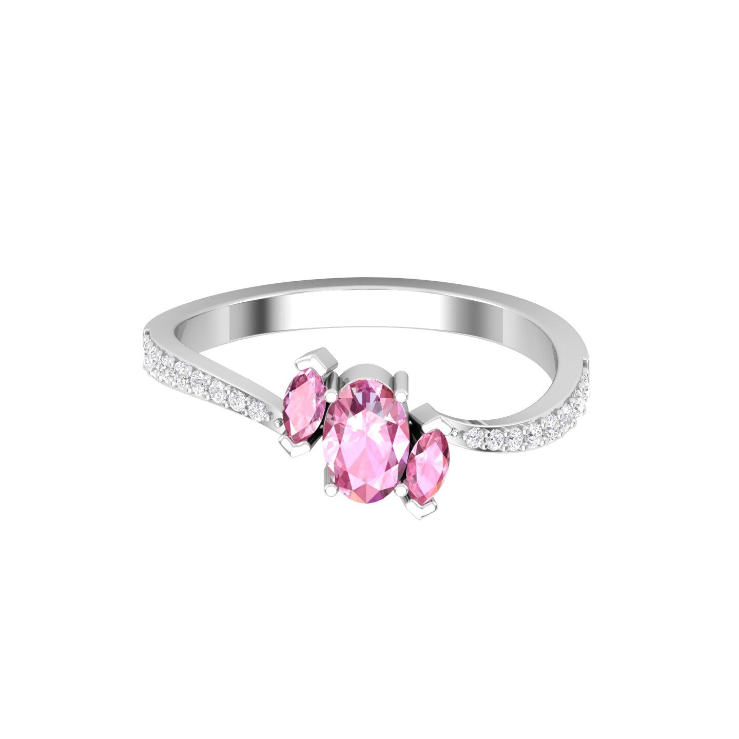 14K Dainty Rose Gold Natürliche Champagne Pink Spinell Und Diamanten Alltag Statement Handgemachte Stapelbare Ring Für Sie, August Birthstone von KaranaJewels