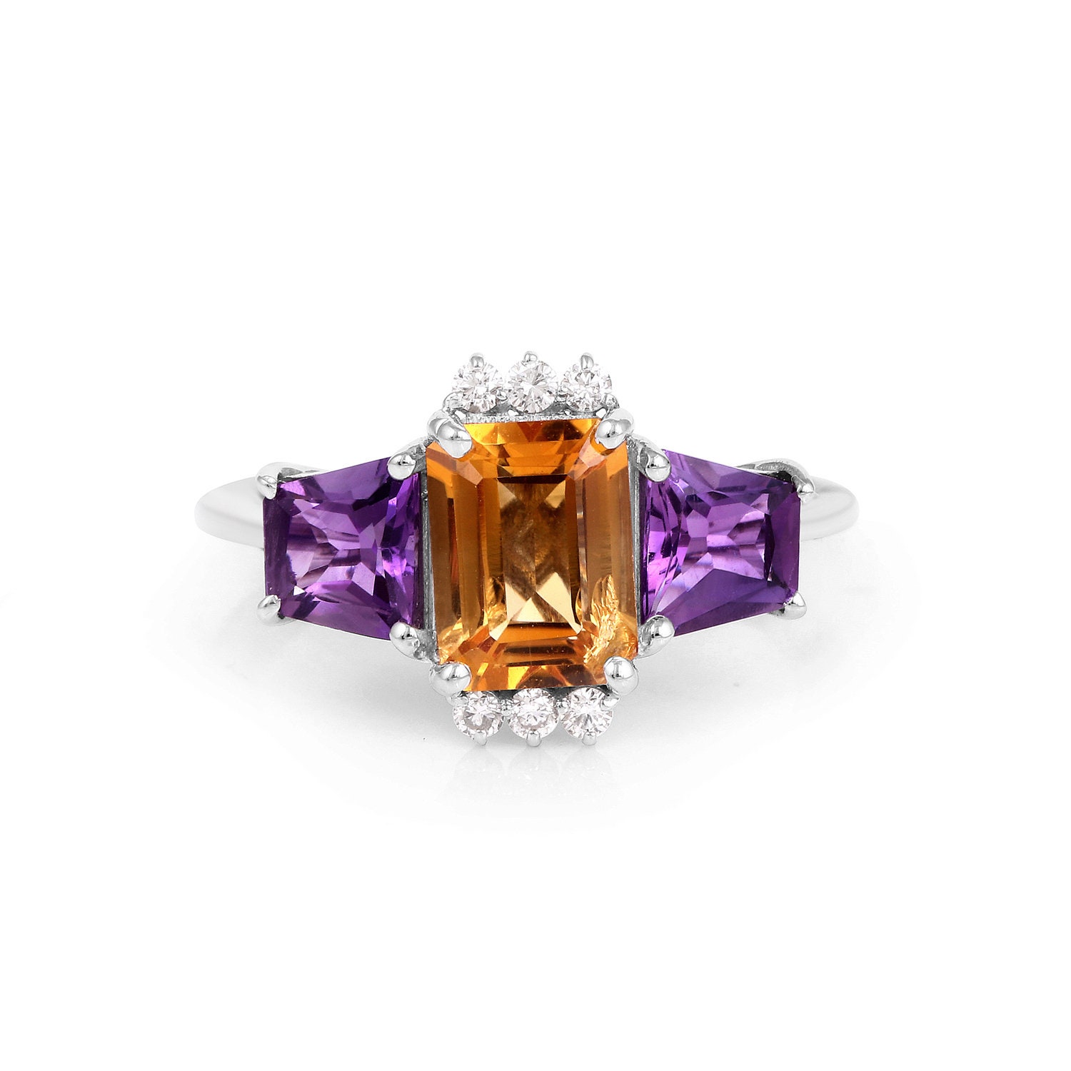 Natürliche 14K Gold Citrin Und Amethyst Ring, Geschenk Für Sie, Jeden Tag Edelstein Schmuck Frauen, Februar November Birthstone von KaranaJewels