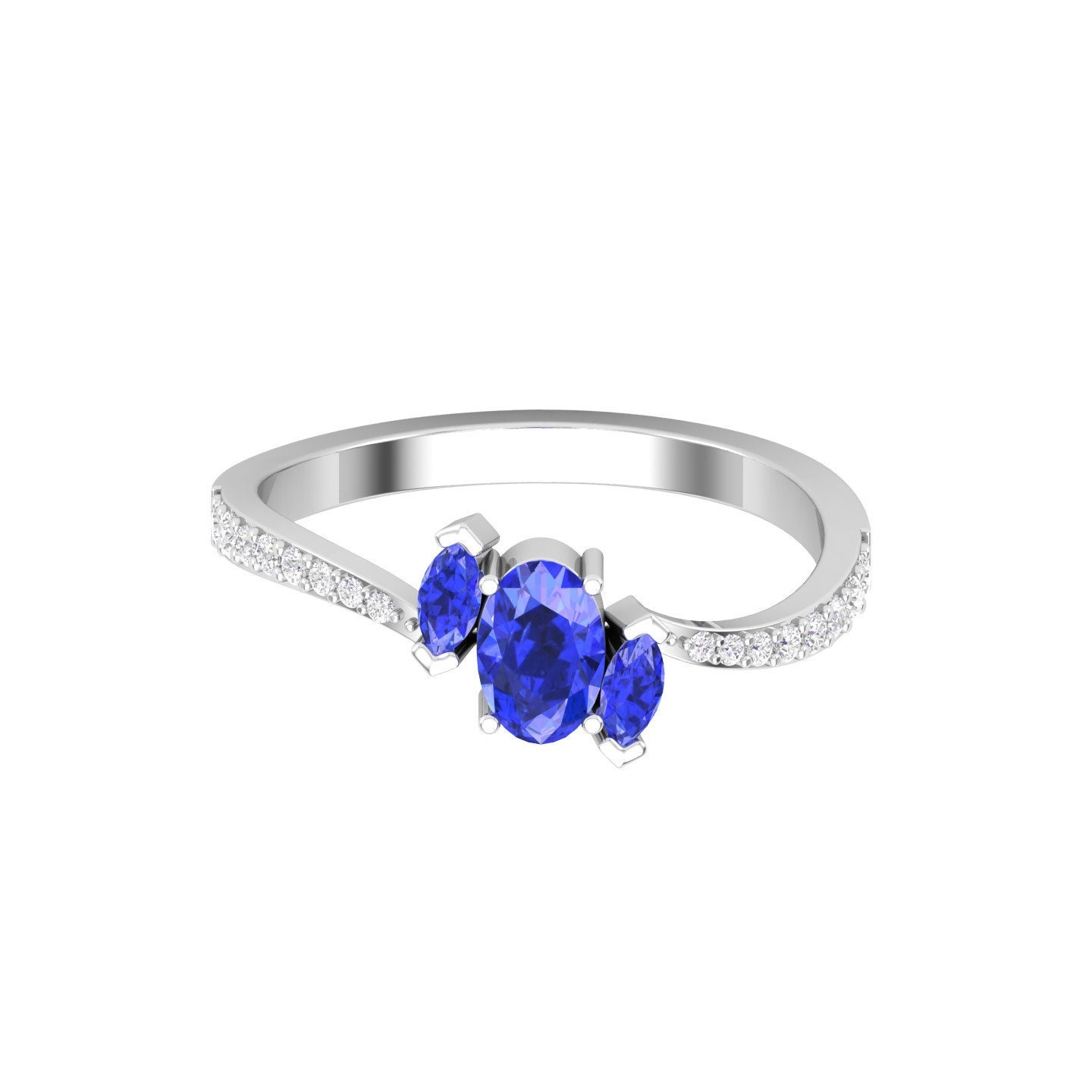 Natürliche Tansanit Zierlicher 14K Gold Ring, Jeden Tag Edelstein Ring Für Sie, Handgemachter Schmuck Frauen, Dezember Birthstone Statement von KaranaJewels