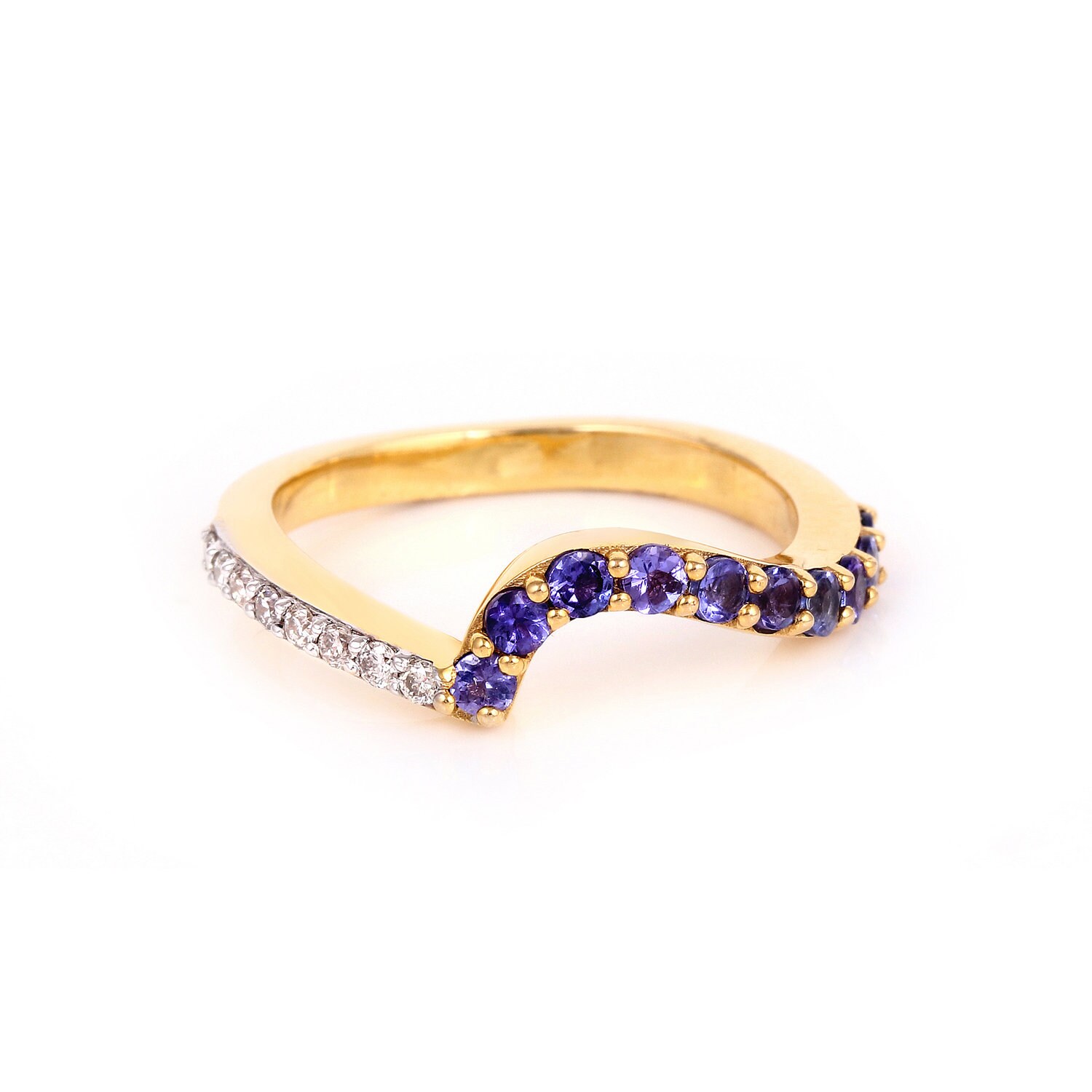 Zierlicher 14K Gold Natürlicher Tansanit Ring, Jeden Tag Edelstein Ring Für Sie, Handgemachter Schmuck Frauen, Dezember Birthstone Multi Stein von KaranaJewels