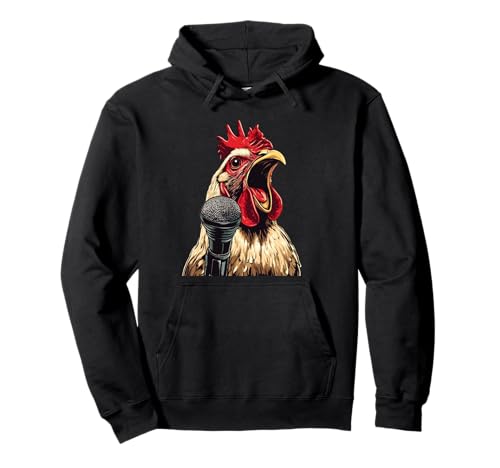 Cooles singender Hahn mit Mikrofon Kostüm für Jungen und Mädchen Pullover Hoodie von Karaoke Chicken Outfit